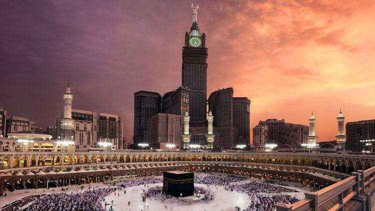 The Ka’bah and Masjid al-Haram at sunset.
